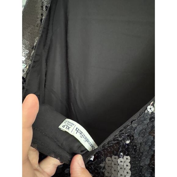 NWT Women's Abercrombie & Fitch Sequin Tee Shift Mini Dress in Black size XLP - Picture 5 of 5